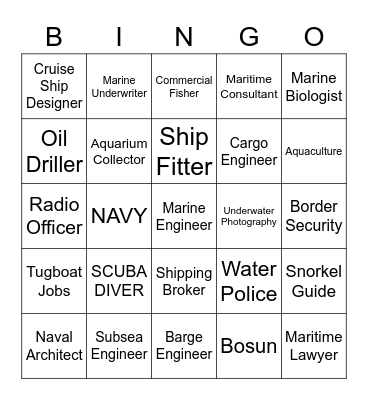 Careers in the Marine Industry Bingo Card