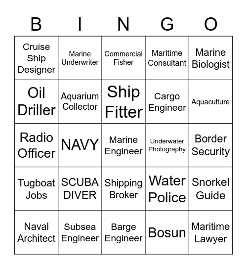 Careers in the Marine Industry Bingo Card