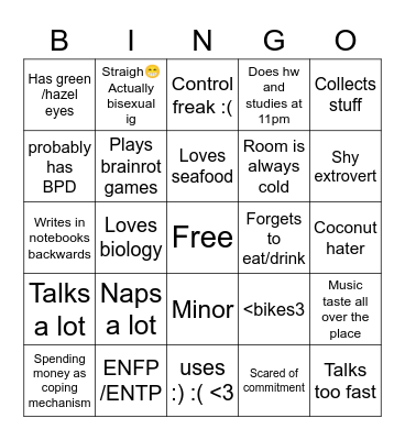 Cody's bingooo Bingo Card
