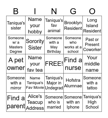 #Taniqua's Tea Bingo Card