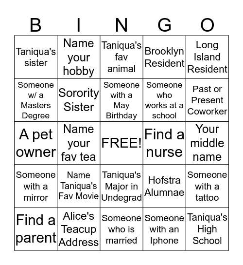 #Taniqua's Tea Bingo Card