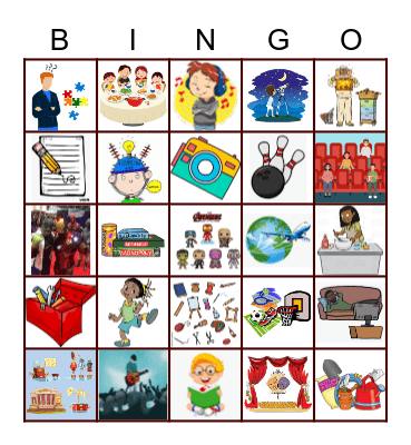 Hobbies and things to do Bingo Card