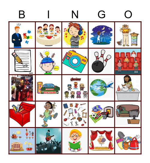 Hobbies and things to do Bingo Card