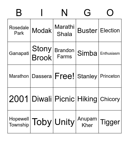 Diwali 2021 Bingo Card