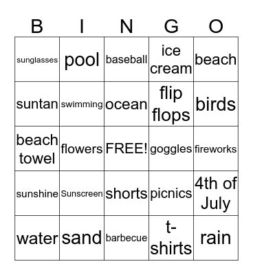 Summer bingo Card
