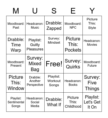 Month of Muse Bingo Card