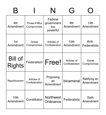 CFA Review Chapter 8 and 9 Bingo Card