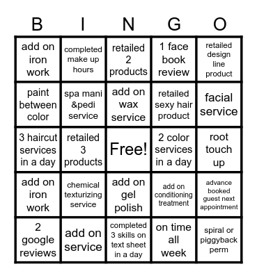 SALON FLOOR BINGO Card