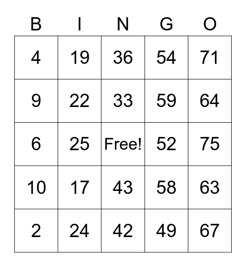 METRICO BINGO! Bingo Card