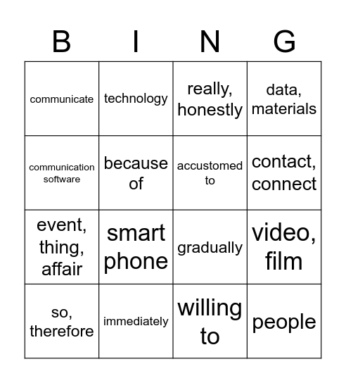 Nov 12-English Bingo Card