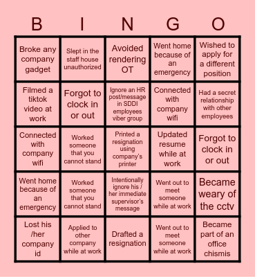 Untitled Bingo Card