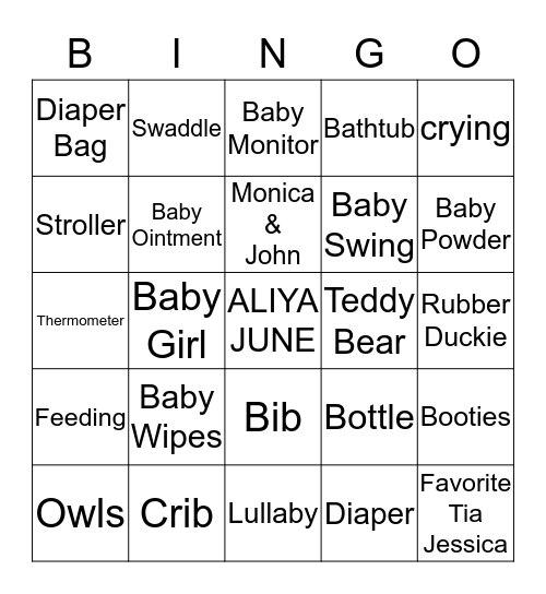 Baby June Bingo Card