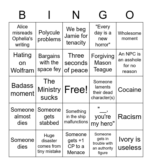 TDS Bingo! Bingo Card