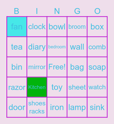 ENGLISH bingo Card