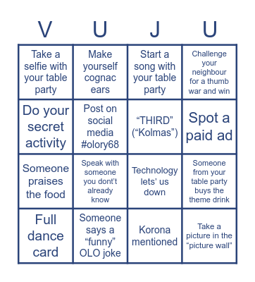 OLO's 68 Bingo Card