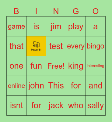 Test Bingo Card