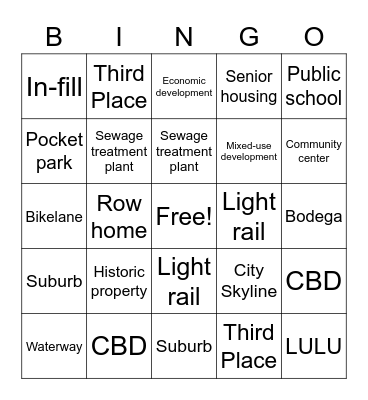 Train Bingo Card