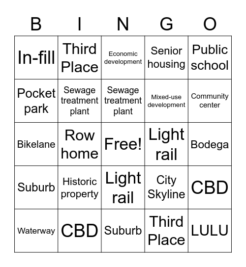 Train Bingo Card