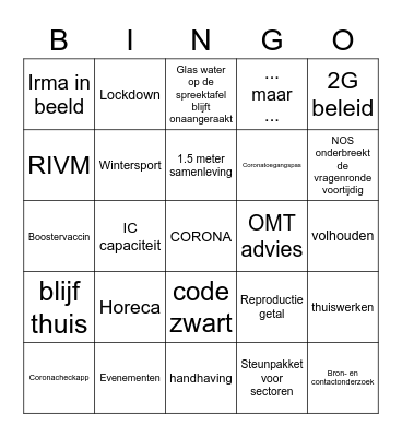Persconferentie 12 november Bingo Card