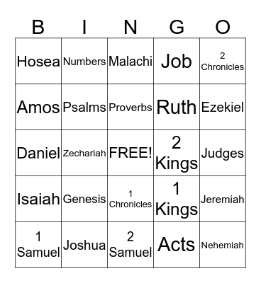 Bible Bingo Card