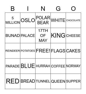 NORWEGIAN BINGO Card