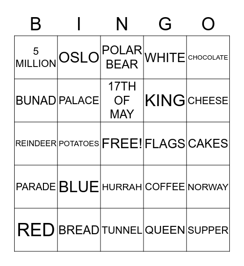 NORWEGIAN BINGO Card
