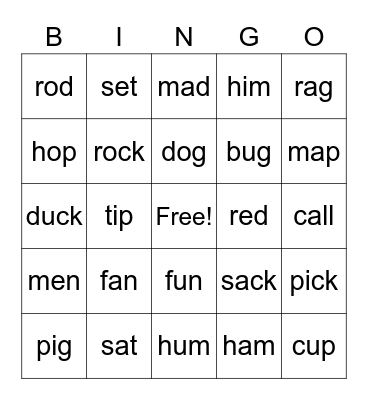 Rhime Bingo Card