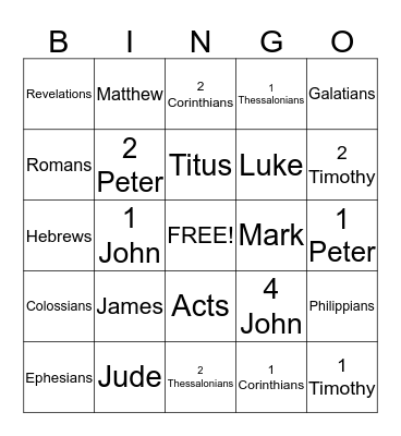 Bible Bingo Card