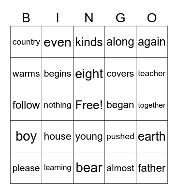 1st grade - unit 5 Bingo Card