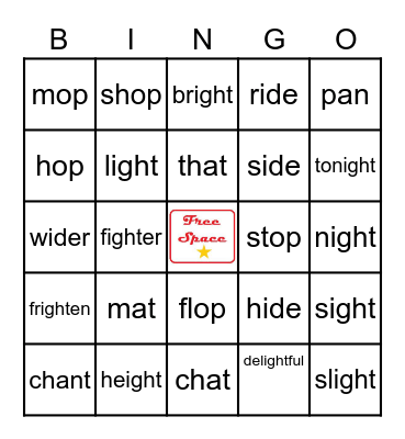 Word Study Bingo Card