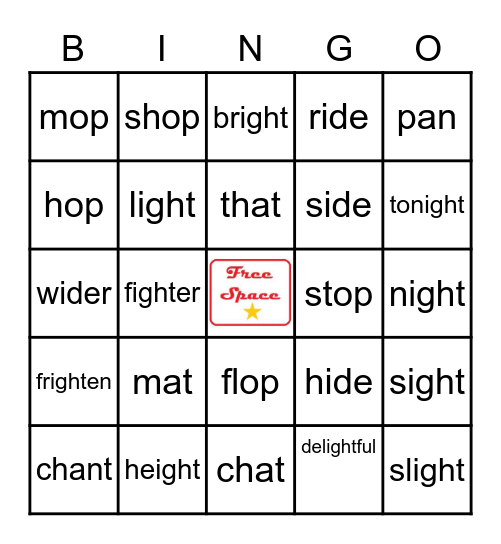 Word Study Bingo Card