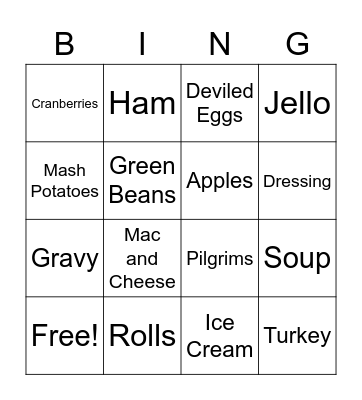 Thanksgiving Bingo Card