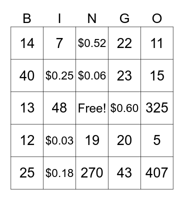 Fall Review Bingo Card