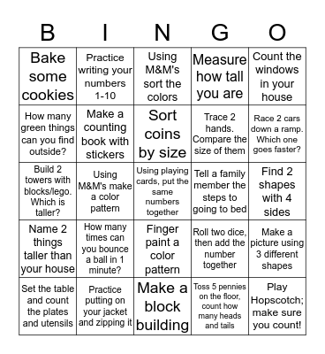 Math Bingo Card