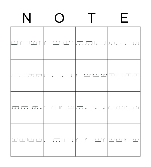 6/8 RHYTHMS Bingo Card