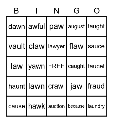 au and aw Bingo Card