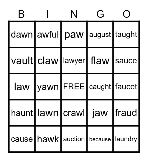 au and aw Bingo Card