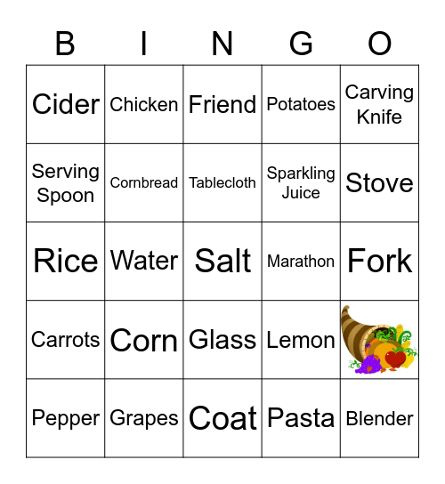 Thanksgiving Bingo Card