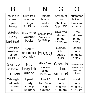 PERRY BARR 14-5*TEAM Bingo Card