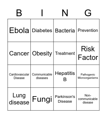 Health and Lifestyle Bingo Card