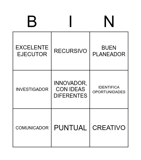 ¡Adivina quien es! Bingo Card