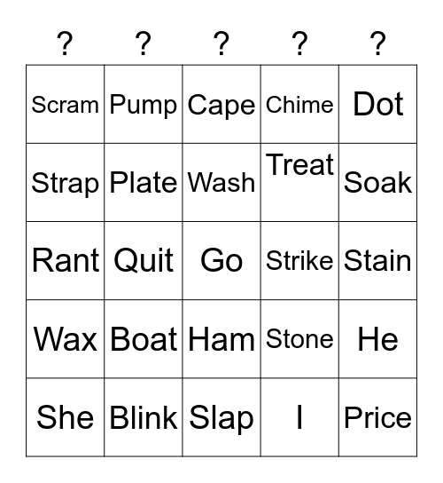 5 Phonetic Skills Bingo Card