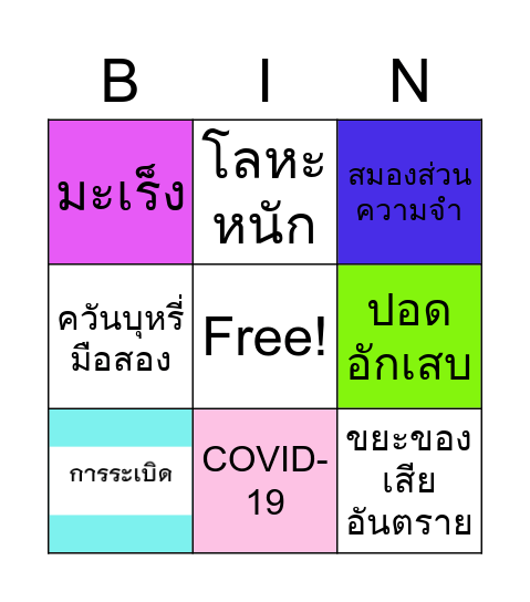 ELECTRONIC CIGARETTES Bingo Card