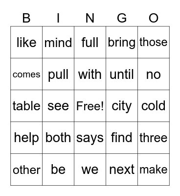 2nd grade - Unit 2 Bingo Card