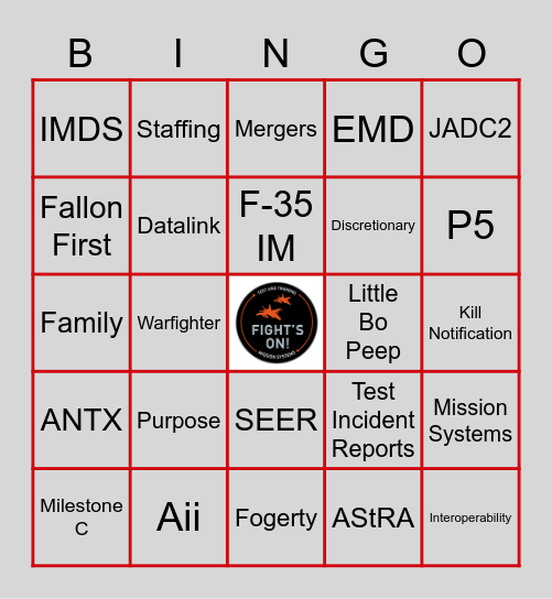 Test and Training Bingo Card