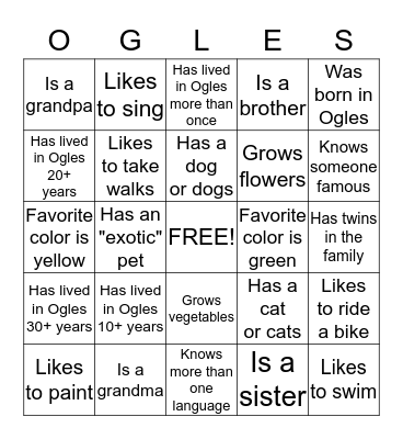 BINGO, Ogles Style! Bingo Card