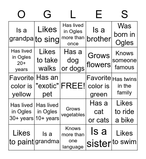 BINGO, Ogles Style! Bingo Card