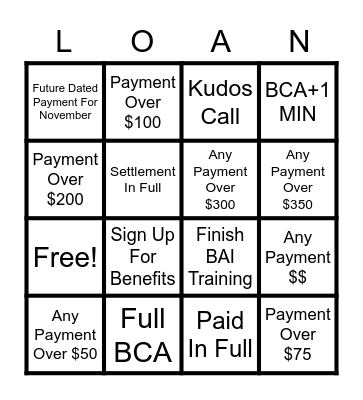 Loan Hustler's BINGO Card