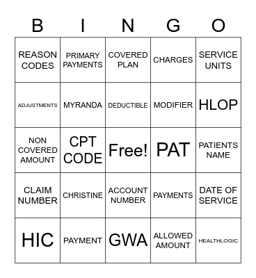 HealthLogic Bingo Card