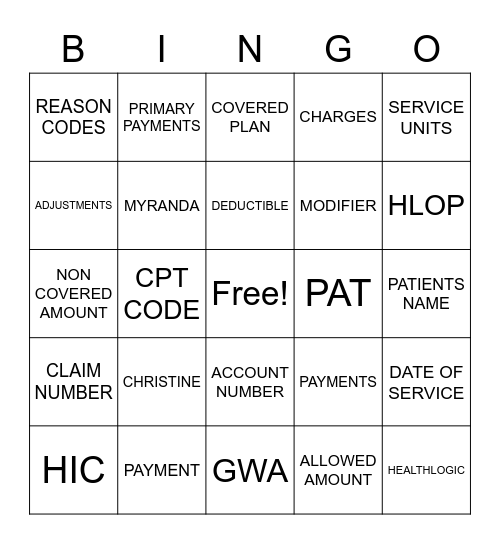 HealthLogic Bingo Card